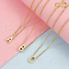 TB Feminino Aço inoxidável Colar Letra Inicial A-W Dourado Feminino Colar Personalizado Minimalista