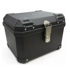 Bau Traseiro Moto Baúleto 45L Preto Plastico Resistente Impermeável Fechadura Universal Completo