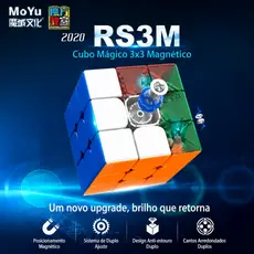 Cubo Velocidade Moyu RS3M 2020 Magnético 3x3x3, 48 Ímãs, 9 Níveis de Ajuste, Cubo Iniciante Fosco Custo-Benefício