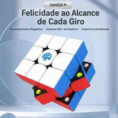 Cubo Mágico Velocidade GAN 356M Magnético 3x3x3, Sistema GES+ Ajustável, Cubo Iniciante e Intermediá