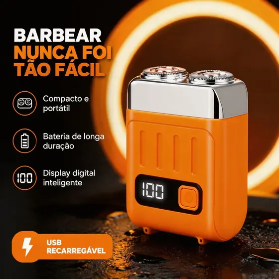 Aparador de Barba Elétrico Seguro Cabeça Dupla Leve Ideal para Viagem