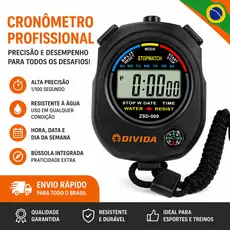 Cronômetro Digital Profissional 1/100s Com Alarme Relógio Esportivo De Mão