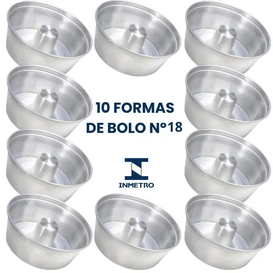 Forma de Bolo Caseiro 18cm – Alumínio Resistente com Furo Central