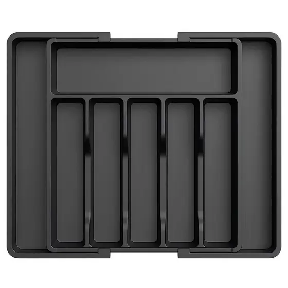 ORGANIZADOR DE GAVETAS EXTENSÍVEL PORTA TALHERES E UTENSÍLIOS DE COZINHA PRETO