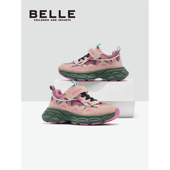 Belle sapatos infantis para meninas sapatos esportivos primavera outono novo estilo rosa sola macia sapatos de caminhada