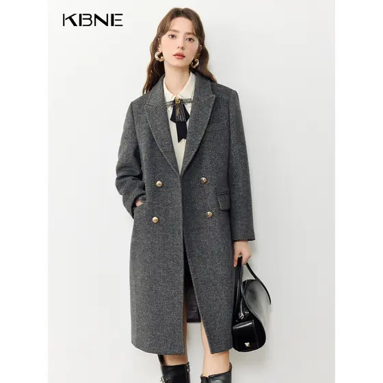 K KBNE cinza casaco de lã temperamento outono inverno novo estilo cinza High-End preguiçoso lã blusão roupas femininas