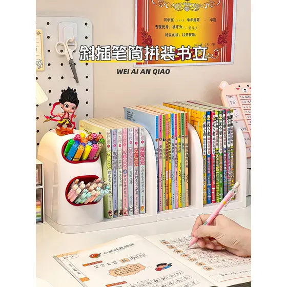 Rack de armazenamento de mesa, livro de mesa, estante, escola primária, estudantes, mesa de estudo, caixa de armazenamen