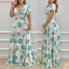 Vestido Maxi Floral – De Sol Boho De Manga Comprida Para Festa À Noite De Casamento