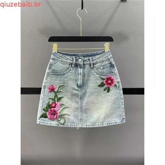 Nova Saia De Ganga Bordada retro Estilo Chinês Para Mulheres No Verão De 2024 , Emagrecimento Na Moda De Cintura Alta