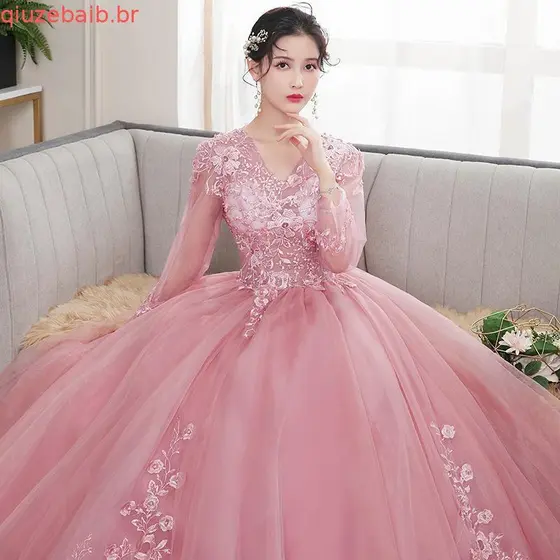 Vestido De Noite De Banquete Amarelo Elegante Para Mulheres , Manga Comprida , Decote Em V , Renda Bordada , Vestidos De