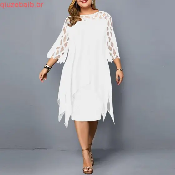 Vestido casual feminino de chiffon oco solto 2023 vestidos de verão plus size