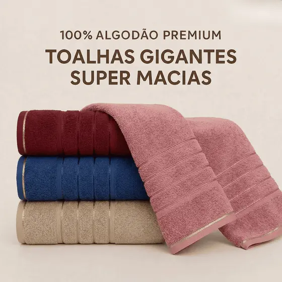 Kit 8,4 ou 2 Toalhas de Banho Gigantes Macias Grossas Felpudas 70 x 140 cm Alta Absorção 315g