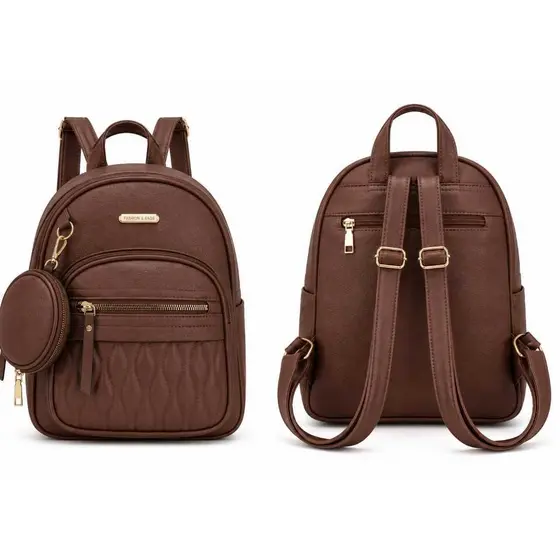 Mochila Bolsa Feminina Casual Trabalho Couro Pequena