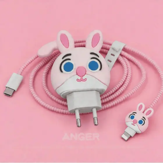 Capinha Para Carregador  Fonte USB-C Com Espiral De Silicone Para Cabo USB