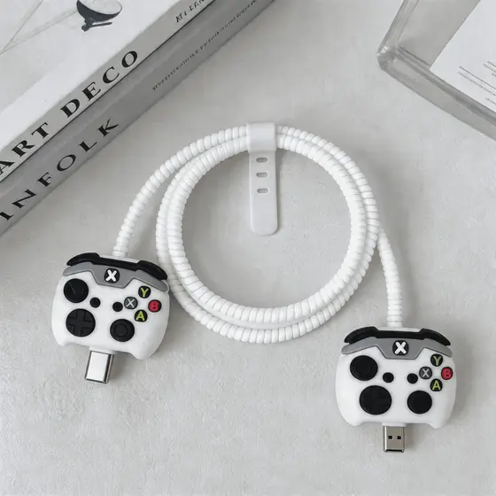 Protetor de Cabo USB Espiral Com 2 Protetores Pontas de Cabo Personagens
