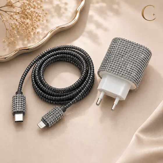 Capa para Carregador com Strass Estilo Luxo Anti Risco