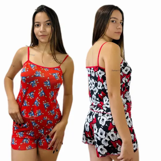 Pijama Feminino Short Doll Kit Com 2 Unidades Conforto E Qualidade