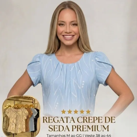 Blusa Feminina Crepe De Seda Premium Manga Princesa Plissada Decote Social Elegante Moda Evangélica Trabalho M ao GG