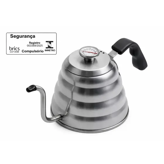 CHALEIRA TIPO HARIO INOX TERMÔMETRO BULE PESCOÇO DE GANSO 1,2L