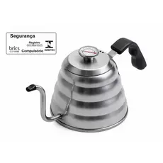 CHALEIRA TIPO HARIO INOX TERMÔMETRO BULE PESCOÇO DE GANSO 1,2L