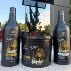 Kit Biotina Gold Donastar Cleópatra 2kg Shampoo Condicionador Máscara Brilho Verniz