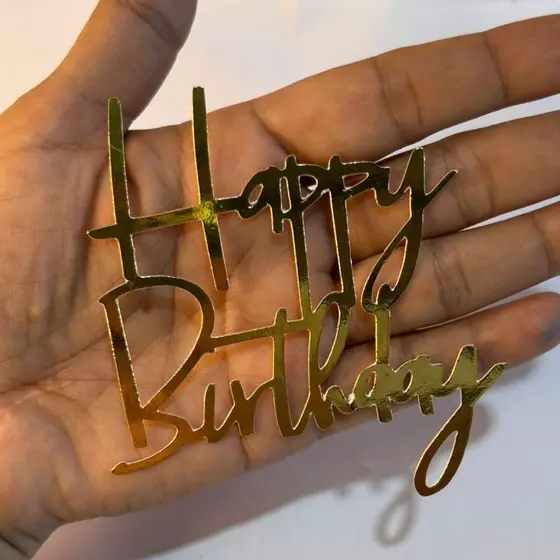 Kit 10 Apliques para Topo de Bolo Happy Birthday Luxo Papel Laminado