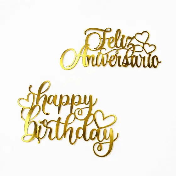 Kit 10 Topos De Bolo Feliz Aniversário Decorativo Decoração Para Festa Bolos