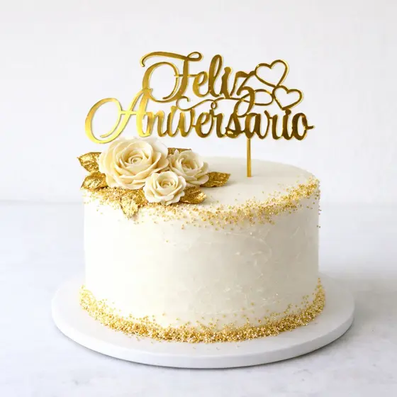 Kit 10 Topos De Bolo Feliz Aniversário Decorativo Decoração Para Festa Bolos