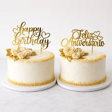 Kits Topos para Bolos Feliz Aniversário e Happy Birthday Decoração Para Festas