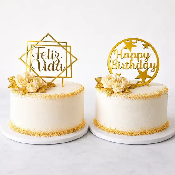 Kits Topos para Bolos Happy Birthday e Feliz Vida Para Festas
