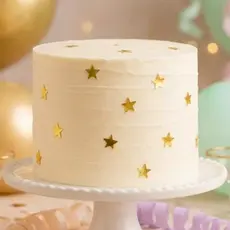 Kit 100 Aplique De Estrela Para Bolo Decoração Em Papel Laminado