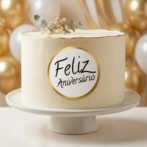 Kit 10 Apliques Placa Feliz Aniversario Em Papel Laminado Decoração