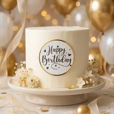 Kit 10 Apliques De Bolo Placa Happy Birthday Papel Laminado Decorativo