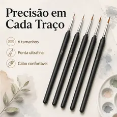 Kit 6 Pinceis Traços Finos Pintura Em Tela Aquarela Modelismo adequado