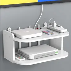 Prateleira MDF Para Roteador Aparelho de TV Modem Video Game Fixada Na Parede Suporte Invisivel Suporta