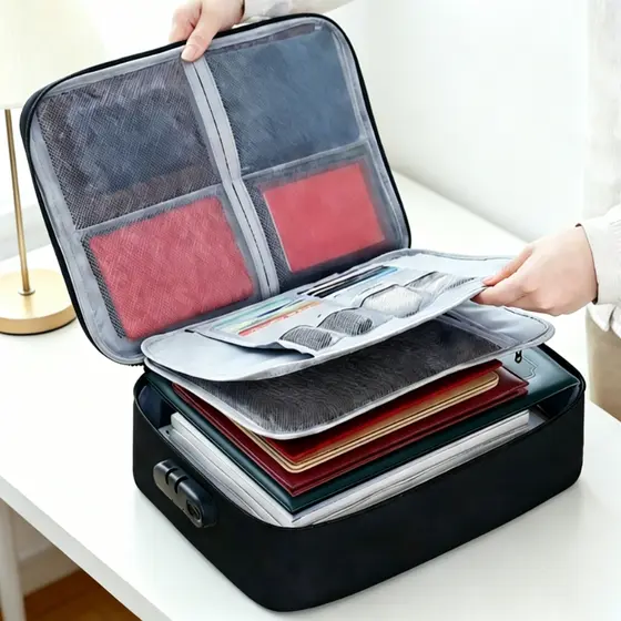 Bolsa Universal Preta Para Viagem Armazenamento De Documentos Porta-cartões Suporte Ferramentas