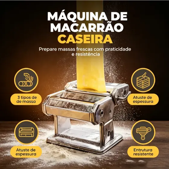 Máquina Macarrão 3 Massas Lasanha Cilindro Inox Removível Massas Caseiras Utensílio Cozinha