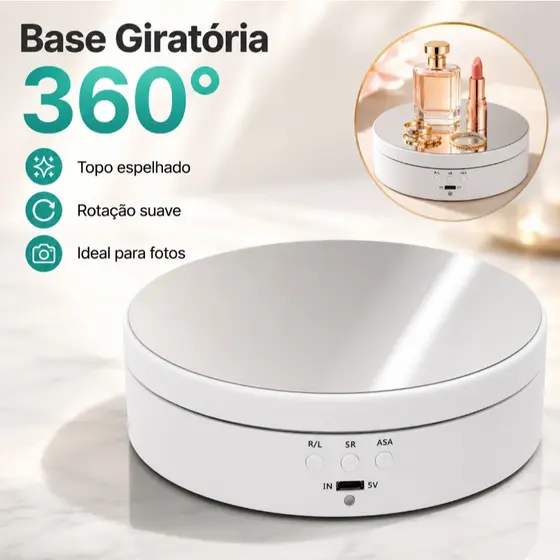 Suporte Expositor Recarregavel USB Giratorio Eletrico Para Vitrine Produtos E Foto e Decoração