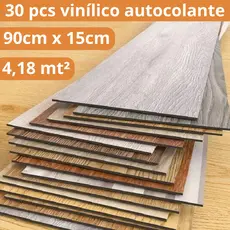 30 / 10 pçs Piso Vinílico Madeira Auto Colante 91cmx15cm 1.5mm Adesivo Revestimento de Chão Lavável