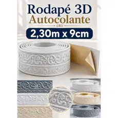 Rodapé 3D de 9cm x 2,30M Autocolante Piso Adesivo Impermeável Faixas Moldura