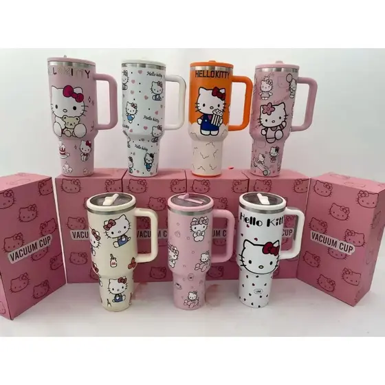 Copo térmica de aço inoxidável com estampa Hello Kitty de 1200 ml