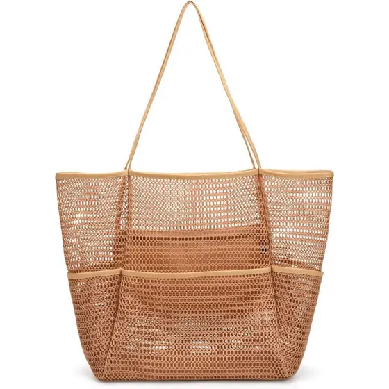 Bolsa de Praia - Bolsa de Malha para Roupas de Férias na Praia para Mulheres, Bolsa de Piscina para Viagens, Essenciais