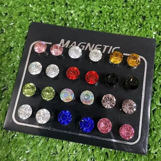 12Par  Brinco de Pressão Magnético Brilhante, masculino e feminino. Não precisa de furo.