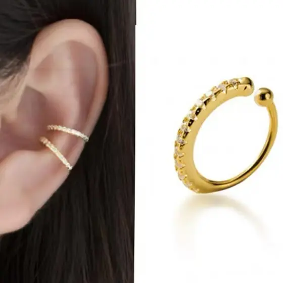 Hot 1 Pc Helix Cartilagem Conch Falso Piercing Jóias Ajustável Cz Ear Cuff Brinco Bijuteria