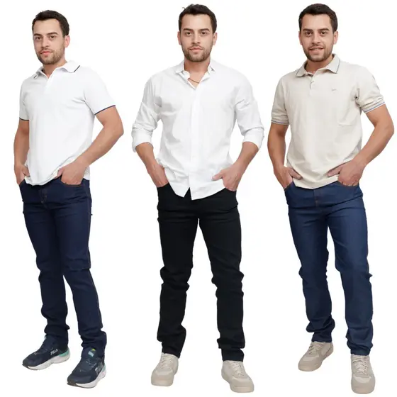 Kit 3 Calças Jeans Masculinas Tecido Premium Confortável