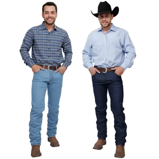 Kit 2 Calças Jeans Masculinas Estilo Country Elastano Reforçada
