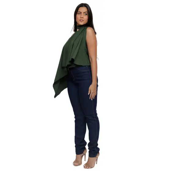 Jeans Feminino Cintura Alta Skinny Modelador com Lycra