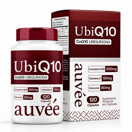 Coenzima Q10 200mg + Vitamina E 50mg + Cúrcuma 80mg | 120 Cáps Para 2 Meses | Auvée