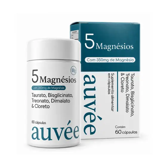 Magnésio 5 Em 1 Original | Sono, Ansiedade e Energia | Relaxamento e Foco | 60 Capsulas | Auvée