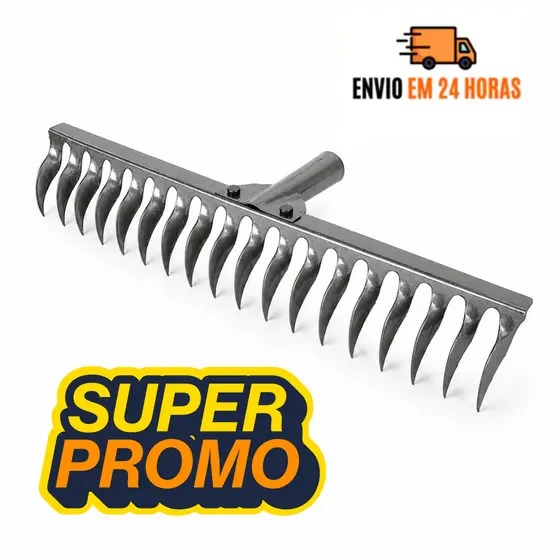 Ancinho Rastelo Jardinagem 18 Dentes De Ferro 50cm Sem Cabo Premium
